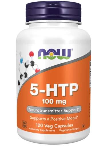 NOW 5-HTP, 100 mg, 120 rostlinných kapslí